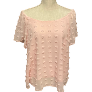Francesca’s Mi Ami pink blouse.